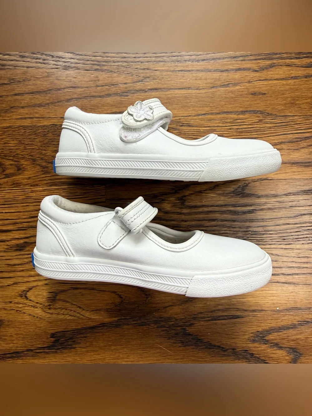 Keds Ella White Girls' Classic Leather Mary Jane Sneakers Hook & Loop  Size 8.5